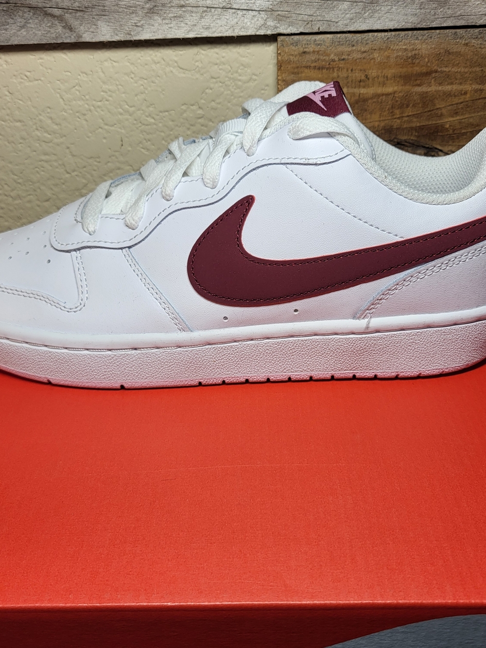 *NEW* NIKE Court Borough Low 2 (GS) White/Dark Beetroot Size 7Y Women's 8.5
